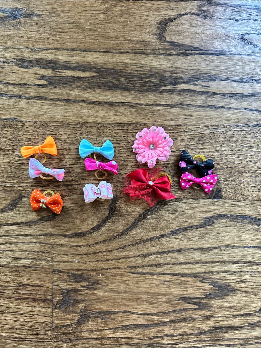 10 Assorted Bow Hair Cute topknot/ponytails - multicolor, vibrant colors